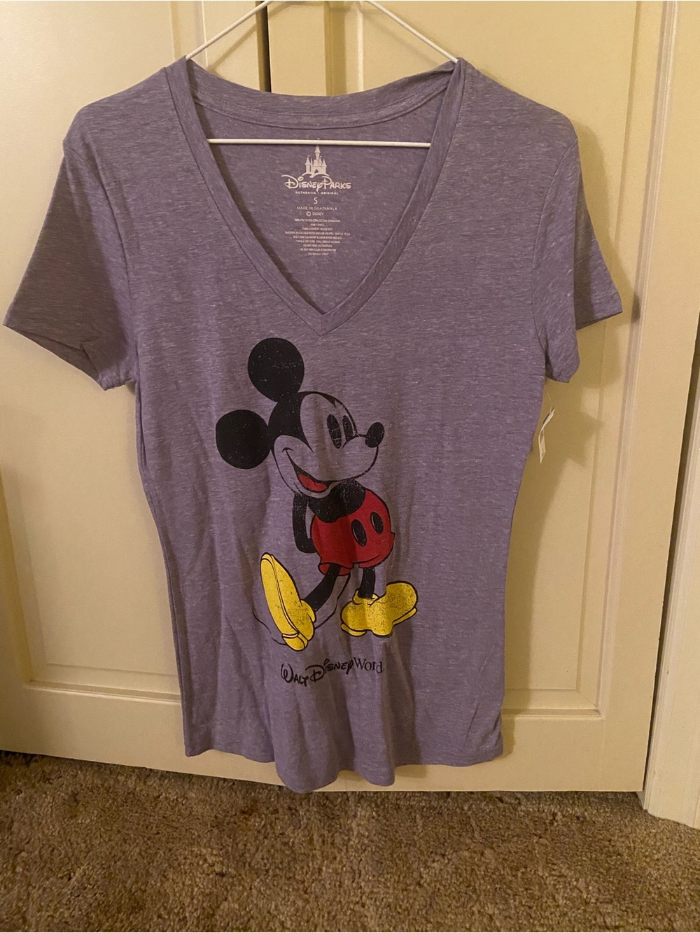 Disney Purple V-Neck Mickey Mouse Short Sleeve Tee